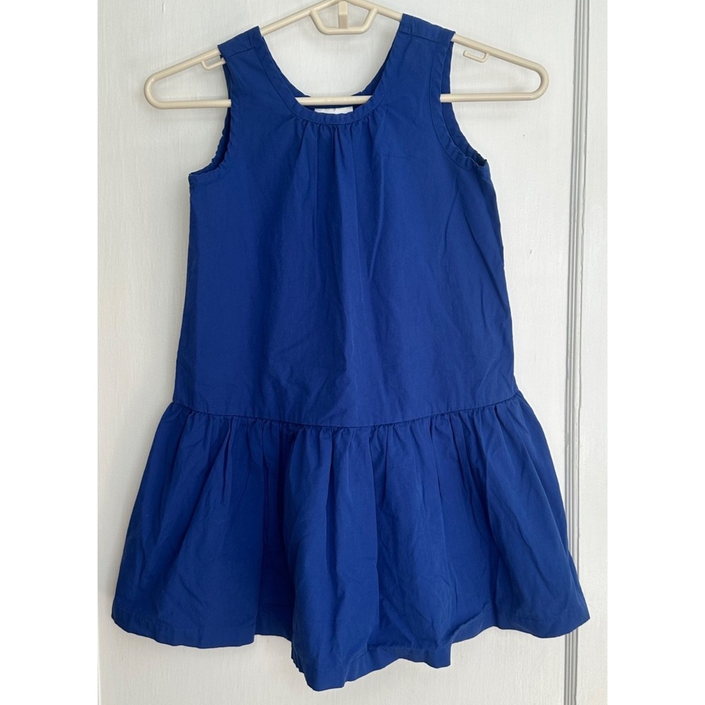 Hanna Andersson Size 120 6/7 Blue Poplin Dropped Waist Sleeveless Dress